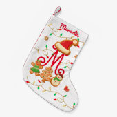 Monogram Custom Gingerbrett Red Kleiner Weihnachtsstrumpf (Vorderansicht (hängend))