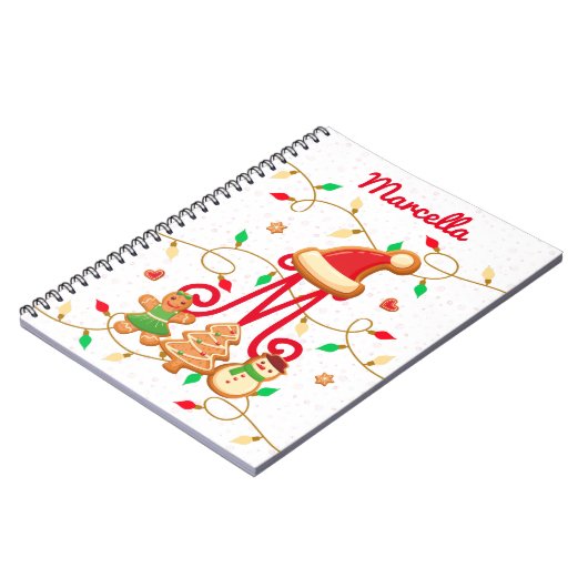Monogram Custom Gingerbrett Red Notizblock (Linke Seite)