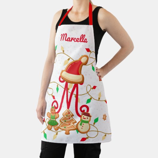 Monogram Custom Gingerbrett Red Schürze (InSitu)