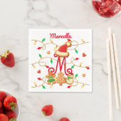 Monogram Custom Gingerbrett Red Serviette (Beispiel)