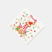 Monogram Custom Gingerbrett Red Serviette (Ecke)