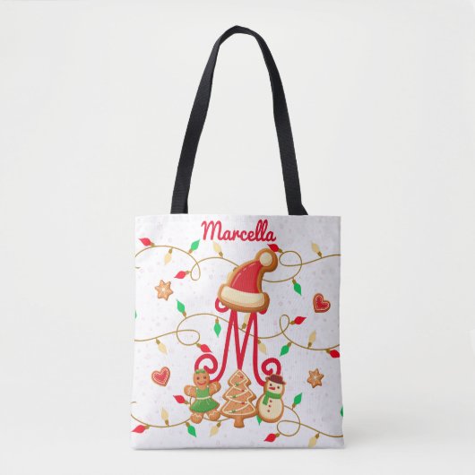 Monogram Custom Gingerbrett Red Tasche (Vorderseite)