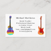 Monogram Custom Guitar Music Teacher Visitenkarte (Rückseite)