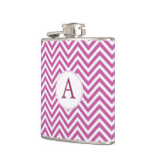 Monogram Custom Initial Moderne Lila Zickzack Art Flachmann (Links)