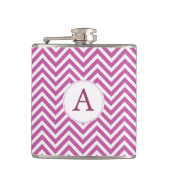 Monogram Custom Initial Moderne Lila Zickzack Art Flachmann (Vorderseite)