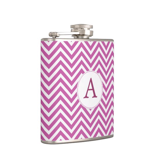 Monogram Custom Initial Moderne Lila Zickzack Art Flachmann (Rechts)