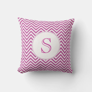 Monogram Custom Initial Moderne Lila Zickzack Art Kissen