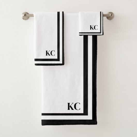 Monogram Custom Initials - Hotel Border Towel Set (Insitu)