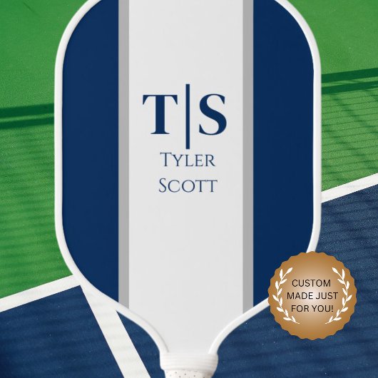 Monogram Custom Initials Pickleball Paddle - Blau