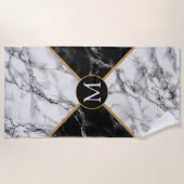 Monogram Custom Letter Marble Beach Handtuch (Vorderseite)