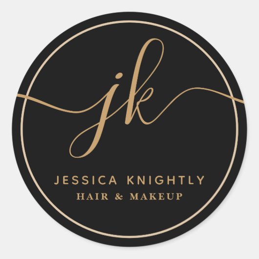 Monogram Custom Logo Business Runder Aufkleber (Vorderseite)