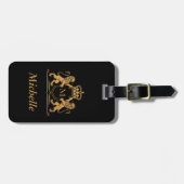 Monogram Custom Luxury Black Gold mit elegantem Sc Gepäckanhänger (Vorderseite horizontal)