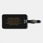 Monogram Custom Luxury Black Gold mit elegantem Sc Gepäckanhänger (Rückseite horizontal)