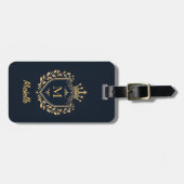 Monogram Custom Luxury Black Gold mit elegantem Sc Gepäckanhänger (Vorderseite horizontal)