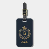 Monogram Custom Luxury Black Gold mit elegantem Sc Gepäckanhänger (Vorderseite vertikal)