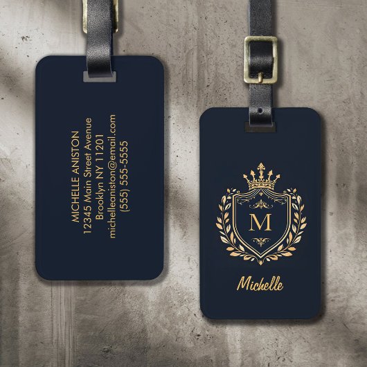 Monogram Custom Luxury Black Gold mit elegantem Sc Gepäckanhänger