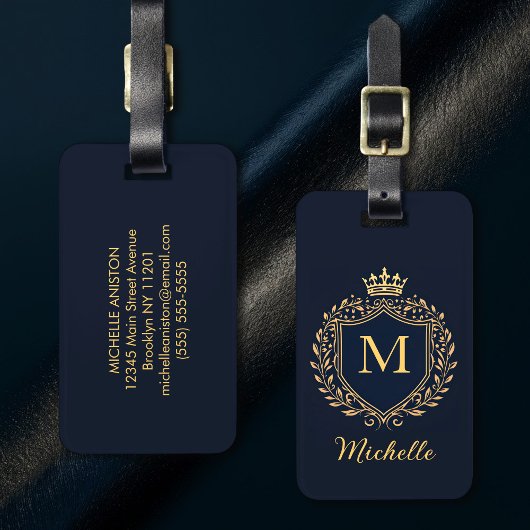 Monogram Custom Luxury Black Gold mit elegantem Sc Gepäckanhänger