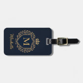 Monogram Custom Luxury Black Gold mit elegantem Sc Gepäckanhänger (Vorderseite horizontal)