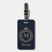 Monogram Custom Luxury Black Gold mit elegantem Sc Gepäckanhänger (Vorderseite vertikal)