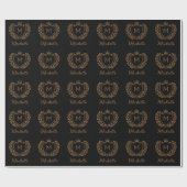 Monogram Custom Luxury Black Gold mit elegantem Sc Geschenkpapier (Flach)