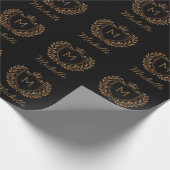 Monogram Custom Luxury Black Gold mit elegantem Sc Geschenkpapier (Ecke)