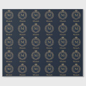 Monogram Custom Luxury Black Gold mit elegantem Sc Geschenkpapier (Flach)