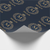 Monogram Custom Luxury Black Gold mit elegantem Sc Geschenkpapier (Ecke)