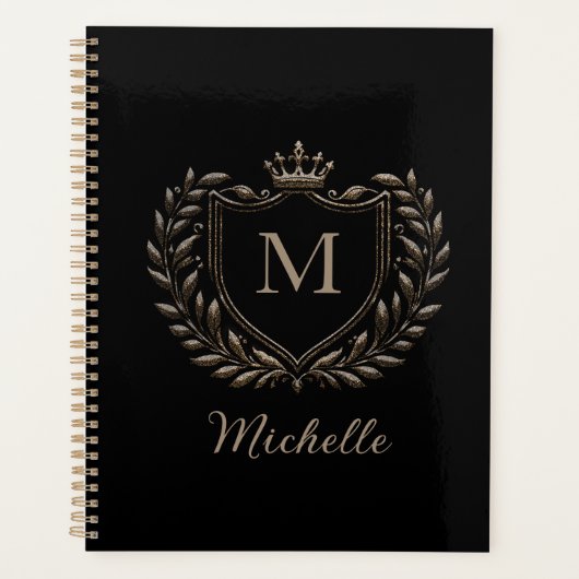 Monogram Custom Luxury Black Gold mit elegantem Sc Planer (Vorderseite)