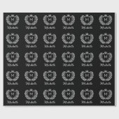 Monogram Custom Luxury Schwarz-weiß Geschenkpapier (Flach)