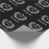 Monogram Custom Luxury Schwarz-weiß Geschenkpapier (Ecke)