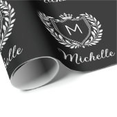 Monogram Custom Luxury Schwarz-weiß Geschenkpapier (Rolleneckpunkt)