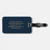 Monogram Custom navy blue gold mit elegantem Skrip Gepäckanhänger (Rückseite horizontal)