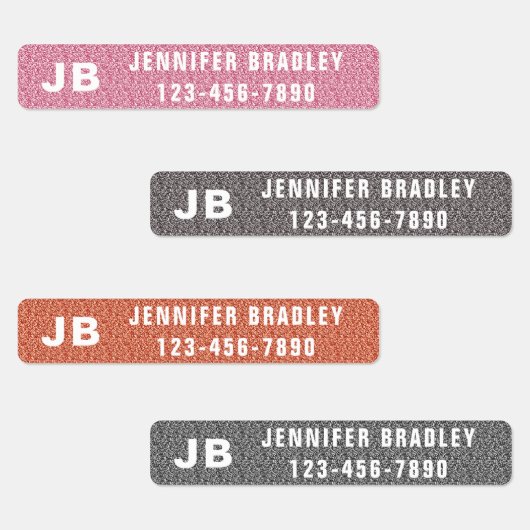 Monogram Custom Personalisiert Name Girl Glitzer Etiketten (Gruppe)