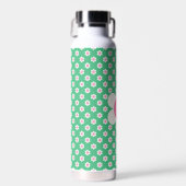 Monogram Custom Retro Daisies Pink und Green Trinkflasche (Vorne)