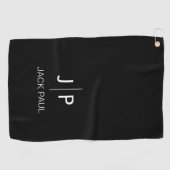 Monogram Custom Schwarz-weiß stylish modern klassi Golfhandtuch (Horizontal)
