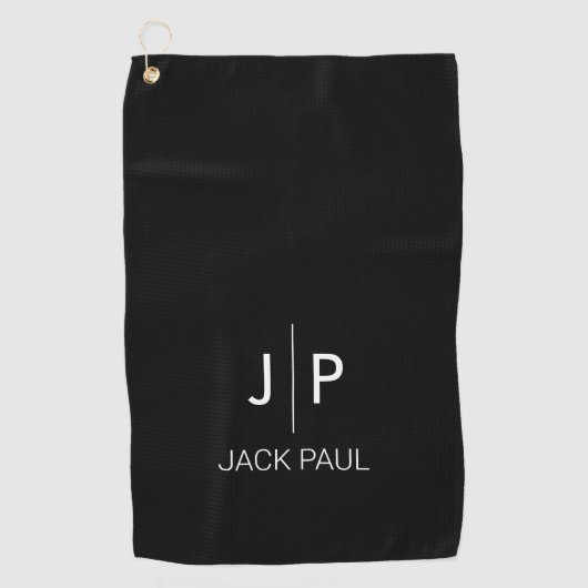 Monogram Custom Schwarz-weiß stylish modern klassi Golfhandtuch (Vorderseite)