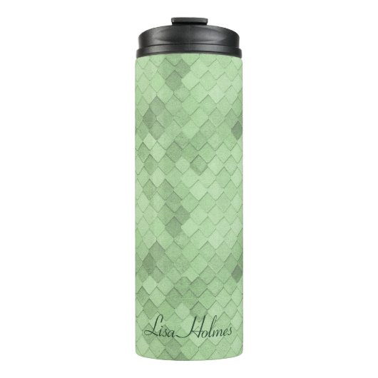 Monogram Custom Text Green Soft bunt diagonal Thermosbecher (Vorderseite)