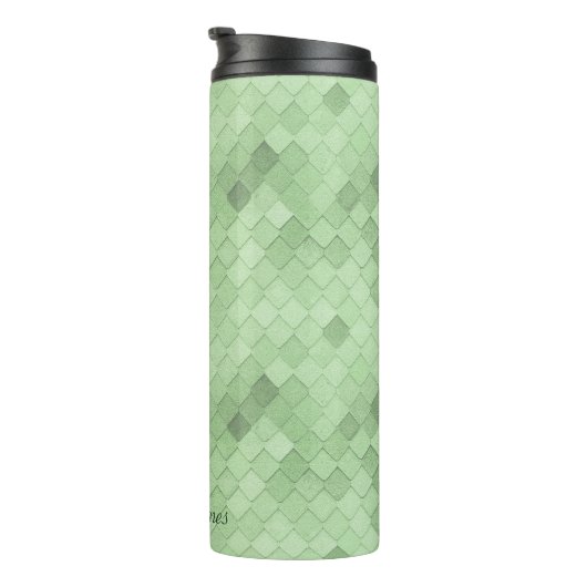 Monogram Custom Text Green Soft bunt diagonal Thermosbecher (Nach rechts gedreht)