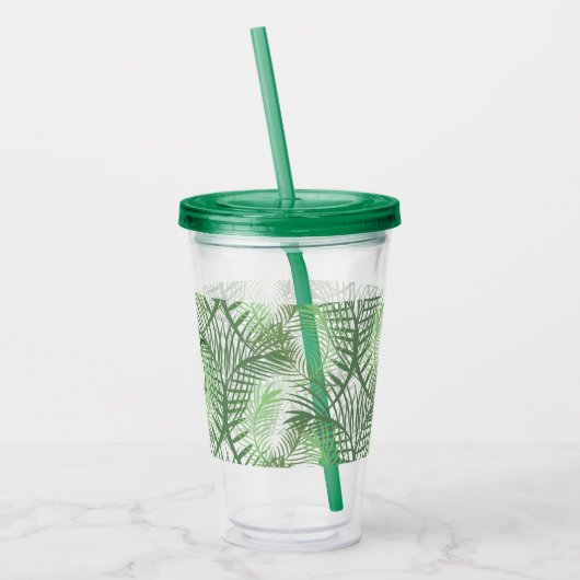 Monogram Custom Tropical Palm Blätter Acryltrinkbecher (Links)