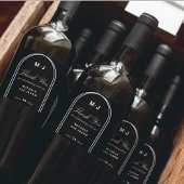 Monogram Custom Vielen Dank Arch Black Wedding Weinetikett