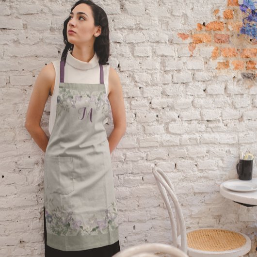 Monogram Custom Watercolor Floral Schürze