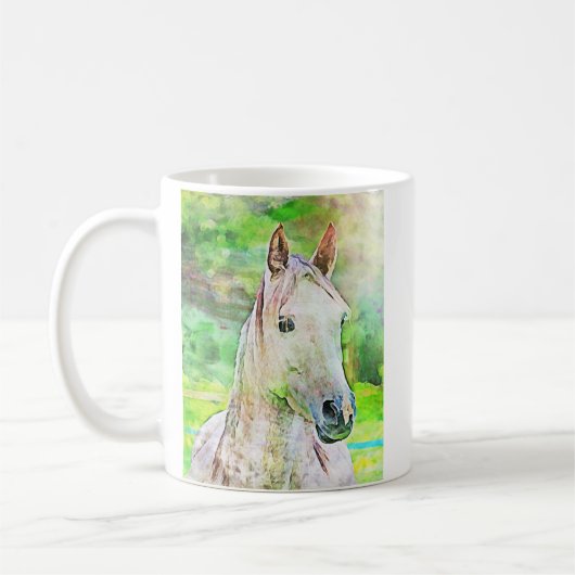 Monogram Custom Watercolor Style Pferd Kaffeetasse (Links)