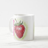 Monogram cute birthday girly Watercolor strawberry Kaffeetasse (Vorderseite Links)