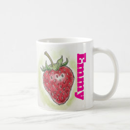 Monogram cute birthday girly Watercolor strawberry Kaffeetasse