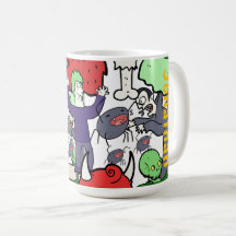 Monogram cute cartoon drawing colorful birthday