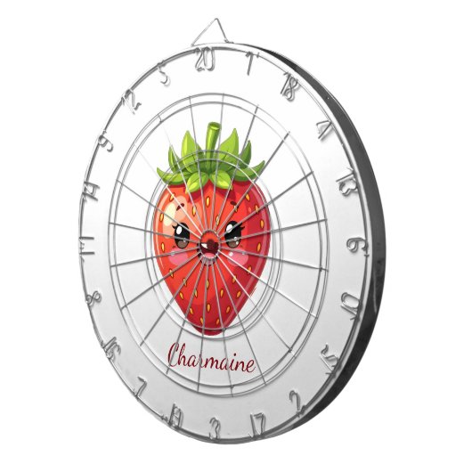 Monogram cute strawberry kawaii dartscheibe (Vorderseite rechts)