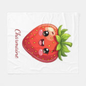 Monogram cute strawberry kawaii fleecedecke (Vorderseite (Horizontal))