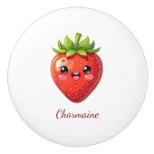 Monogram cute strawberry kawaii keramikknauf (Vorderseite)