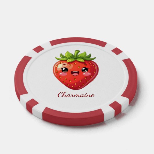 Monogram cute strawberry kawaii pokerchips (Einzeln)