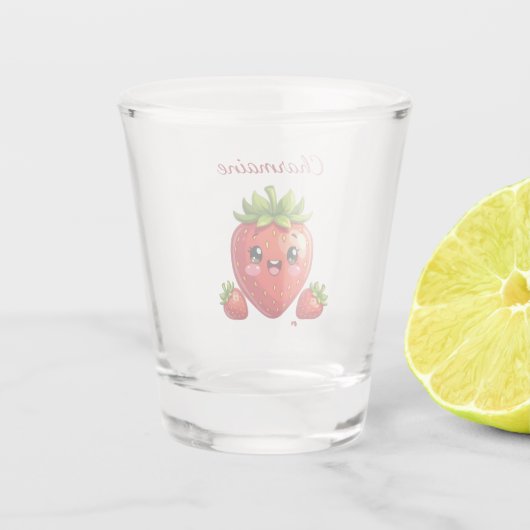 Monogram cute strawberry kawaii schnapsglas (Rückseite)